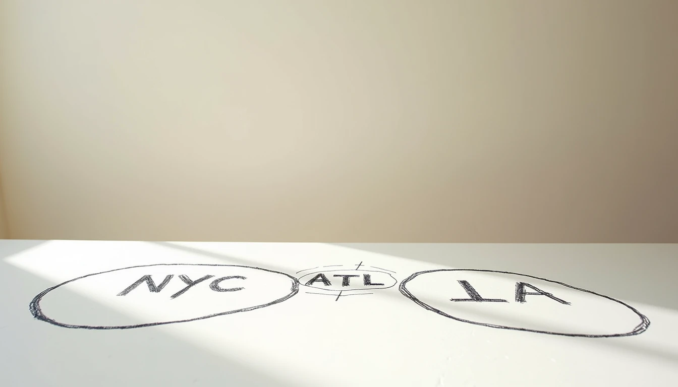  Pencil diagram of two hubs and one spoke city