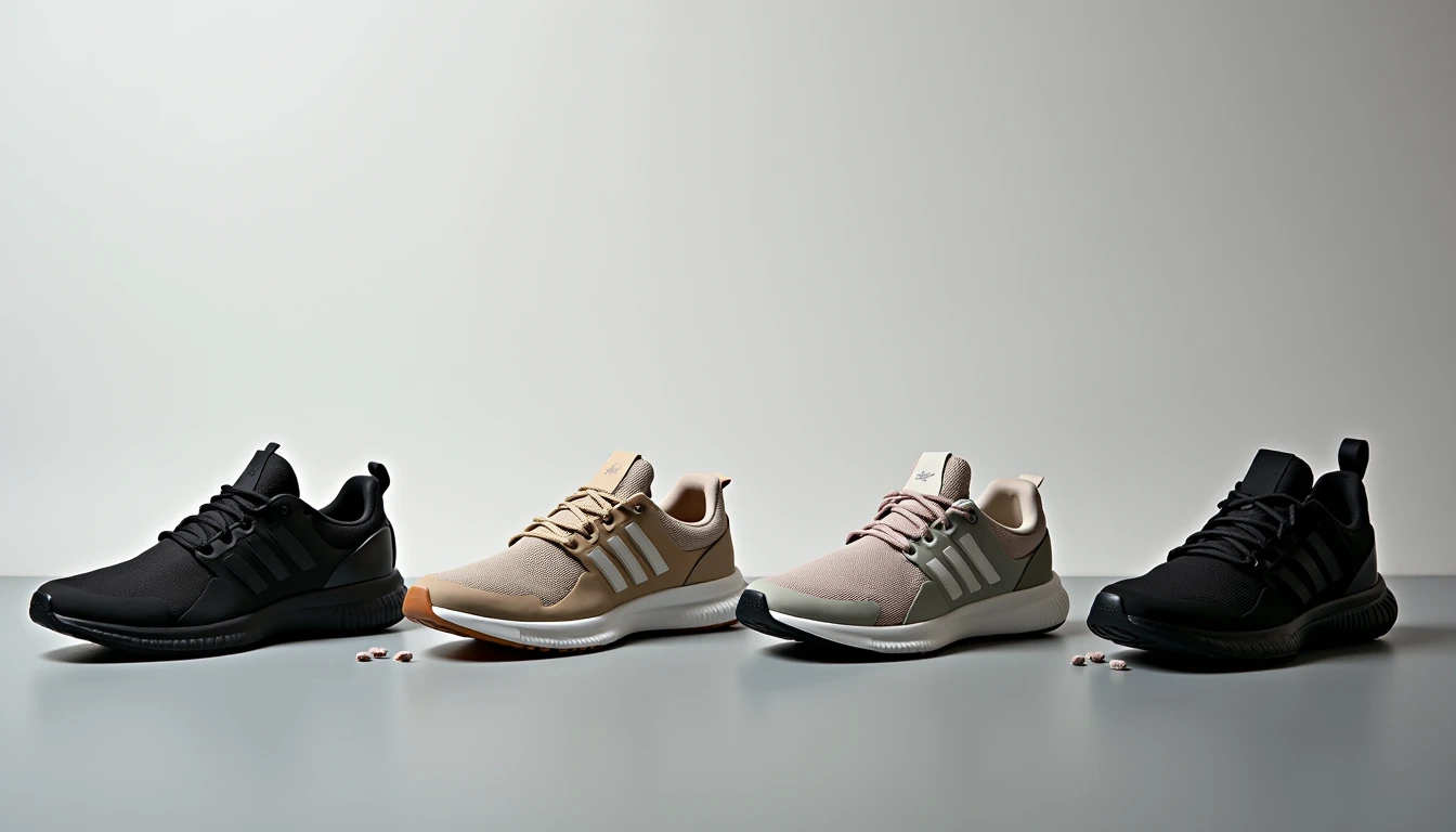 Three rare collector sneakers arranged on light grey surface