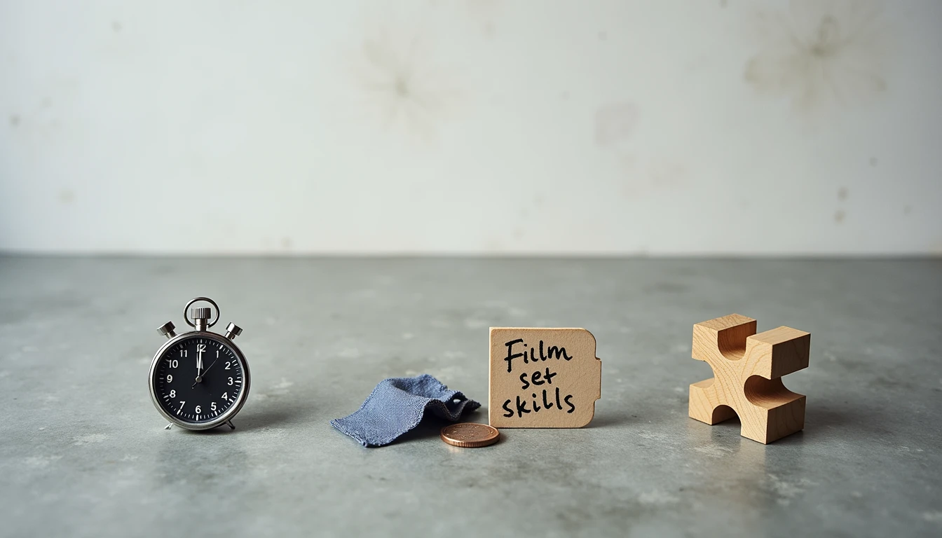 Clapperboard fabric swatch measuring tape and sketchbook